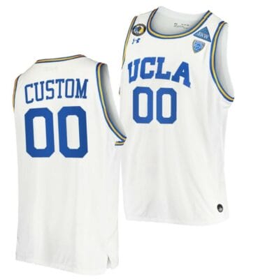 Custom UCLA Bruins Jersey Name and Number College Basketball 2021 March Madness PAC12 White Stand Together Honor John R. Wooden