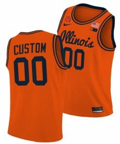 Custom Illinois Fighting Illini Jersey Name and Number College Basketball Big10 Tournament Champions Orange Coach Lou Patch March Madness