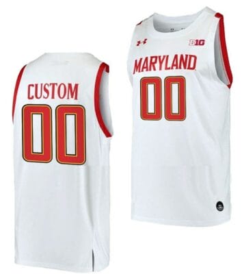 Custom Maryland Terrapins Jersey Name and Number NCAA College Basketball Home White