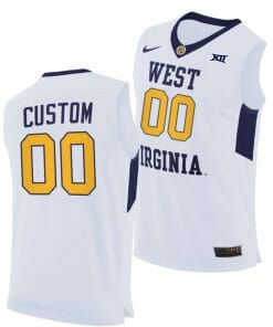 Custom West Virginia Jersey Name and Number College Basketball Home White