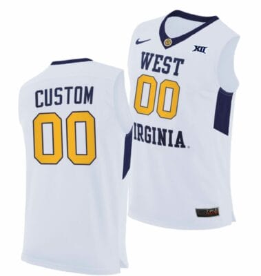 Custom West Virginia Jersey Name and Number College Basketball Home White