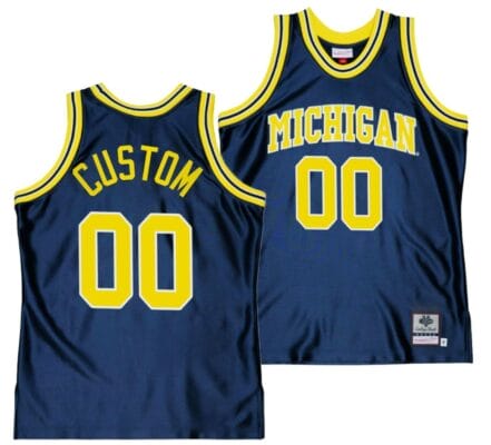 Custom Michigan Wolverines Jersey Name and Number College Basketball Navy Throwback