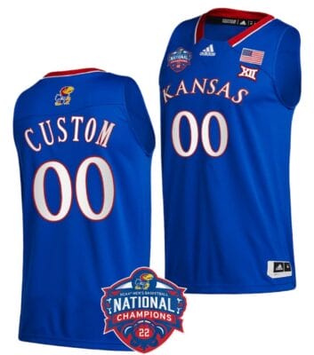 Custom Kansas Jayhawks Jersey Name and Number College Basketball National Champions Logo Royal