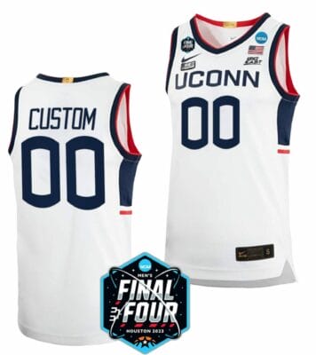 Custom UConn Huskies Jersey Name and Number College Basketball 2023 NCAA Final Four White