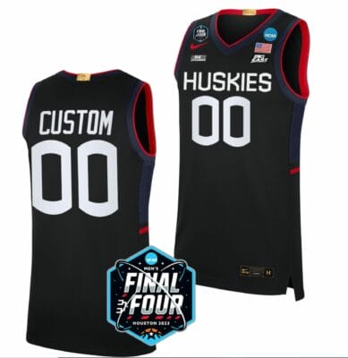Custom UConn Huskies Jersey Name and Number College Basketball 2023 NCAA Final Four Black 6 Custom UConn Huskies Jersey Name and Number College Basketball 2023 NCAA Final Four Black