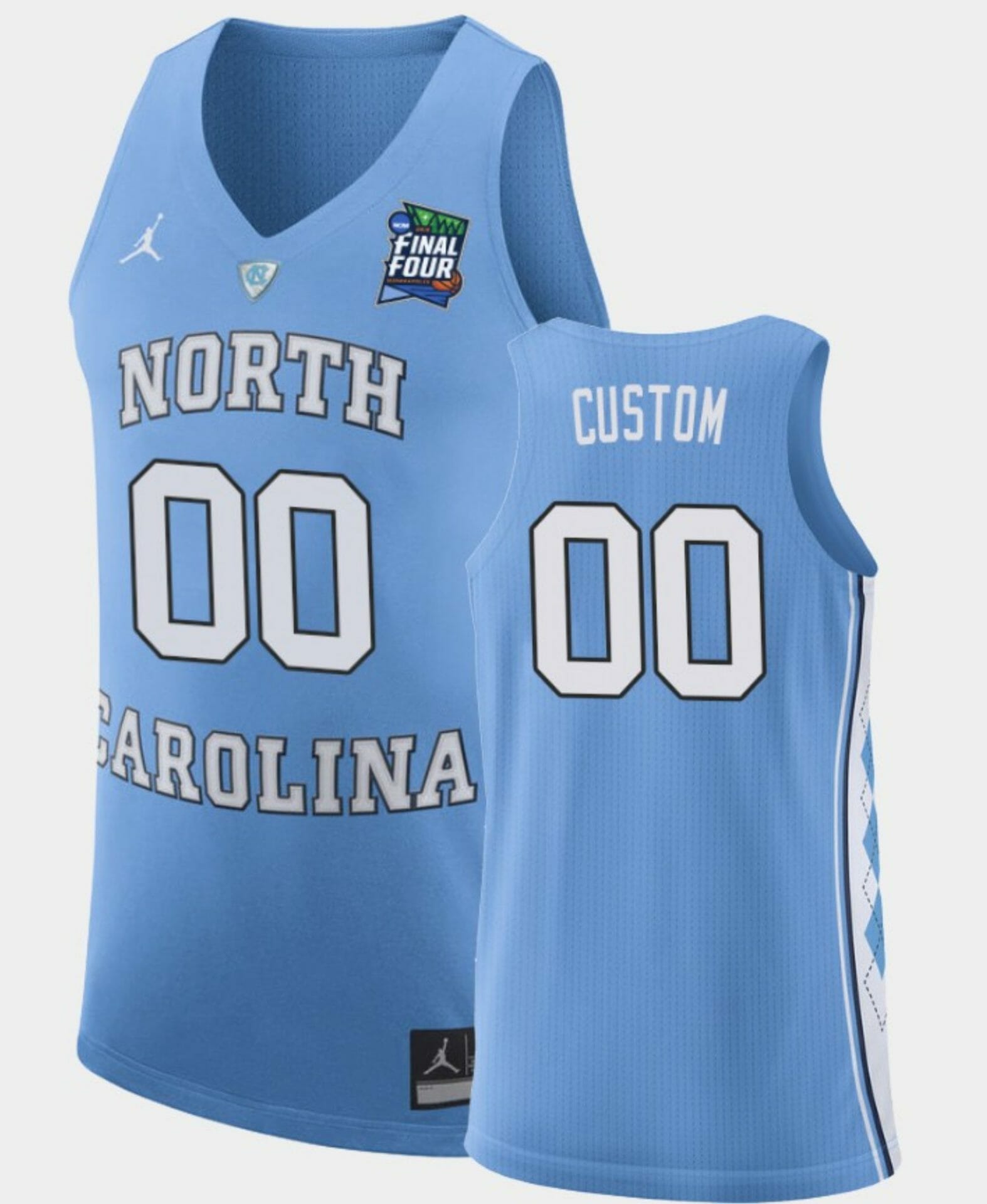 Custom North Carolina Jersey Name and Number College Basketball Final Four Light Blue 1 Custom North Carolina Jersey Name and Number College Basketball Final Four Light Blue