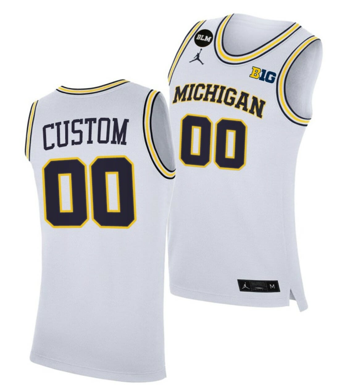 Custom Michigan Wolverines Jersey Name and Number College Basketball Champions White BLM March Madness 1 Custom Michigan Wolverines Jersey Name and Number College Basketball Champions White BLM March Madness