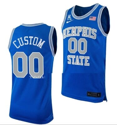 Custom Memphis Tigers Jersey Name and Number College Basketball Blue Throwback