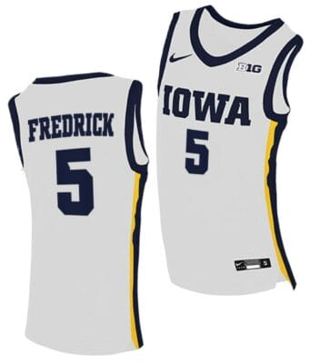 CJ Fredrick Jersey Iowa Hawkeyes College Basketball White #5