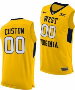 Custom West Virginia Jersey Name and Number College Basketball Yellow