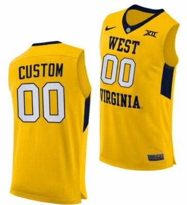 Custom West Virginia Jersey Name and Number College Basketball Yellow