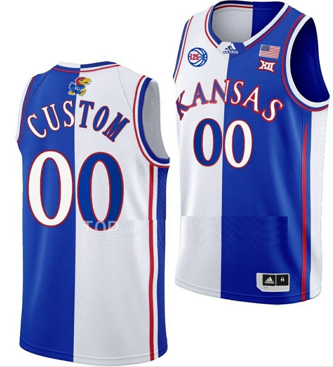 Custom Kansas Jayhawks Jersey Name and Number College Basketball Split Edition White Royal 1 Custom Kansas Jayhawks Jersey Name and Number College Basketball Split Edition White Royal