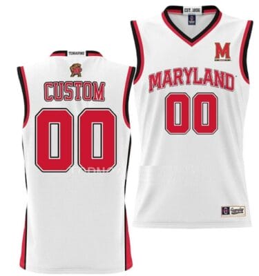 Custom Maryland Terrapins Jersey Name and Number NIL Pick-A-Player College Basketball White