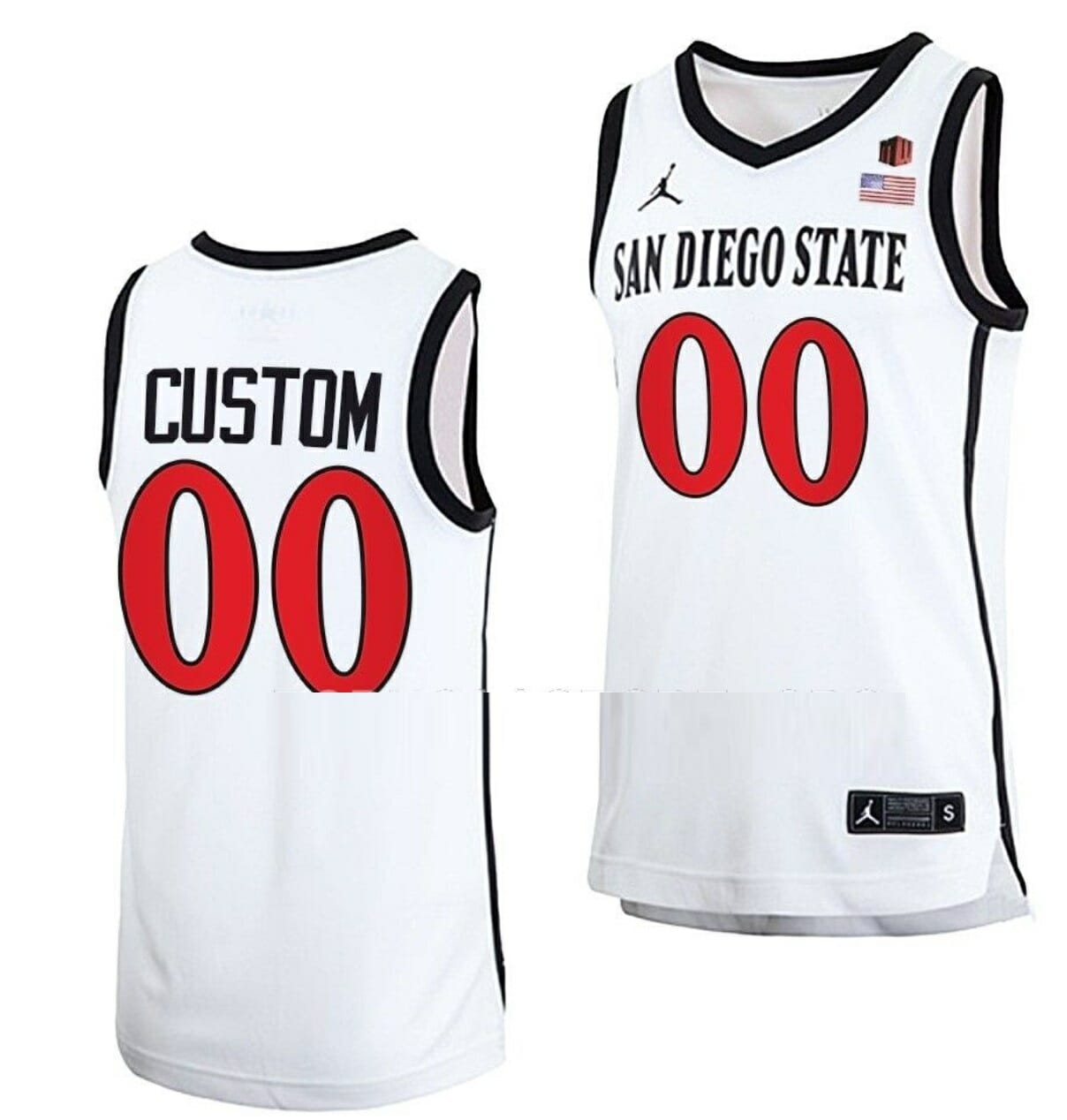 Custom San Diego State Aztecs Jersey Name, Number 2023 NCAA Basketball White 1 Custom San Diego State Aztecs Jersey Name, Number 2023 NCAA Basketball White