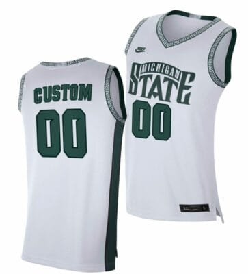 Custom Michigan State Spartans Jersey Name and Number College Basketball Home White