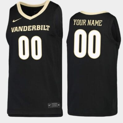 Custom Vanderbilt Commodores Jersey Name and Number College Basketball Black 6 Custom Vanderbilt Commodores Jersey Name and Number College Basketball Black
