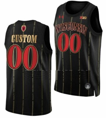 Custom Wisconsin Badgers Jersey Name and Number College Basketball Black