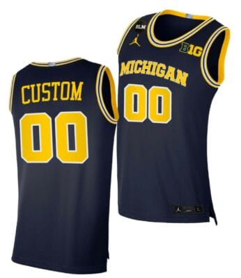 Custom Michigan Wolverines Jersey Name and Number College Basketball Champions Navy BLM March Madness