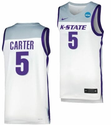 Cam Carter Jersey Kansas State Wildcats College Basketball 2023 NCAA March Madness White #5
