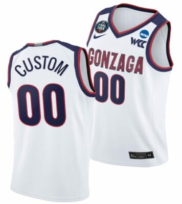 Custom Gonzaga Bulldogs Jersey Name and Number College Basketball 2021 March Madness Final Four White WCC