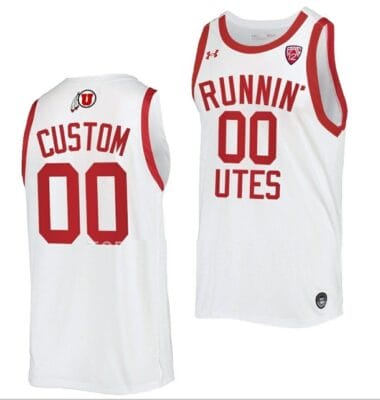 Custom Utah Utes Jersey Name and Number College Basketball Throwback White