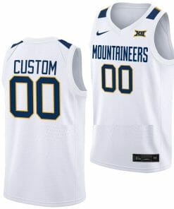 Custom West Virginia Jersey Name and Number College Basketball White Home