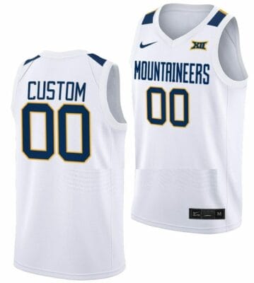 Custom West Virginia Jersey Name and Number College Basketball White Home 6 Custom West Virginia Jersey Name and Number College Basketball White Home