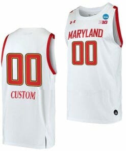 Custom Maryland Terrapins Jersey College Basketball Name and Number 2023 NCAA March Madness White