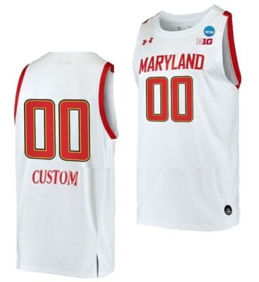 Custom Maryland Terrapins Jersey College Basketball Name and Number 2023 NCAA March Madness White 6 Custom Maryland Terrapins Jersey College Basketball Name and Number 2023 NCAA March Madness White