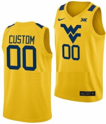 Custom West Virginia Jersey Name and Number College Basketball Gold 6 Custom West Virginia Jersey Name and Number College Basketball Gold