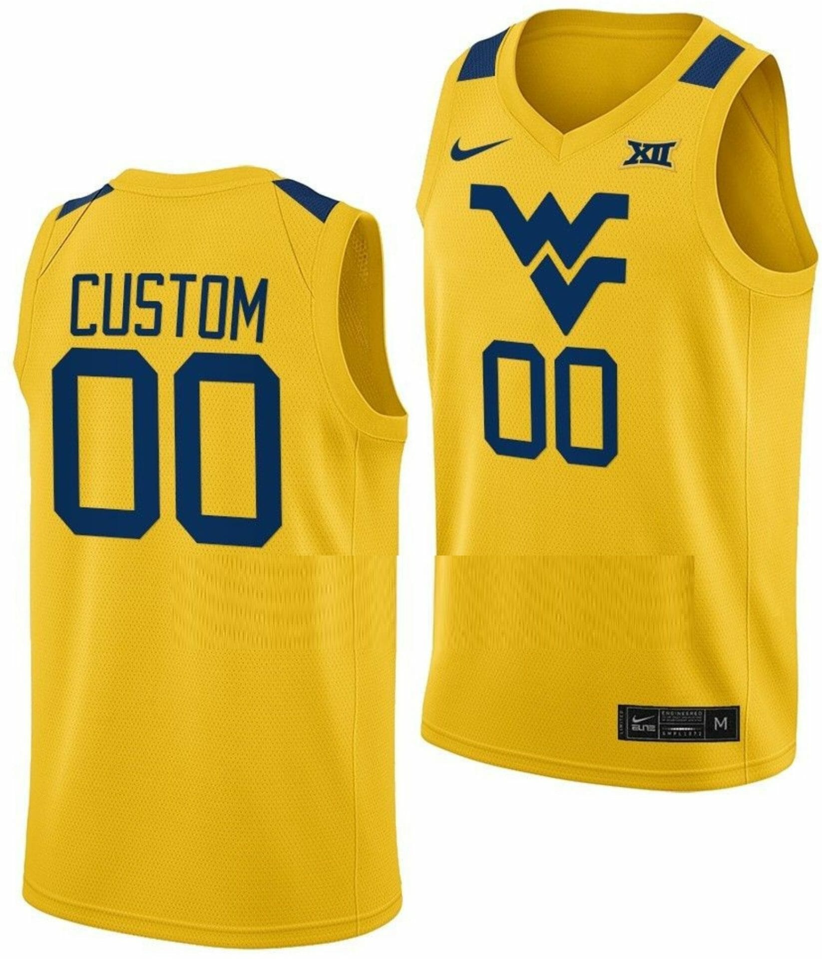Custom West Virginia Jersey Name and Number College Basketball Gold 1 Custom West Virginia Jersey Name and Number College Basketball Gold