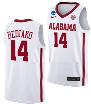 Charles Bediako Jersey Alabama Crimson Tide College Basketball 2023 NCAA March Madness White #14