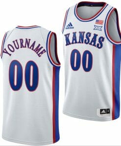 Custom Kansas Jayhawks Jersey Name and Number College Basketball White 1990s Throwback