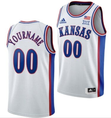 Custom Kansas Jayhawks Jersey Name and Number College Basketball White 1990s Throwback