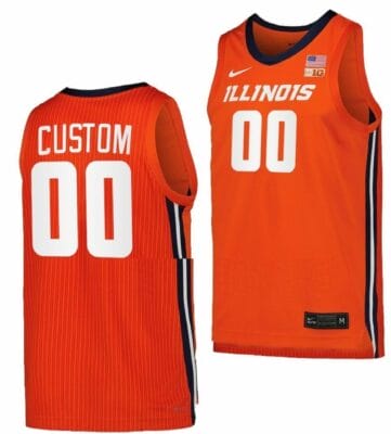 Custom Illinois Fighting Illini Jersey Name and Number College Basketball Replica Orange