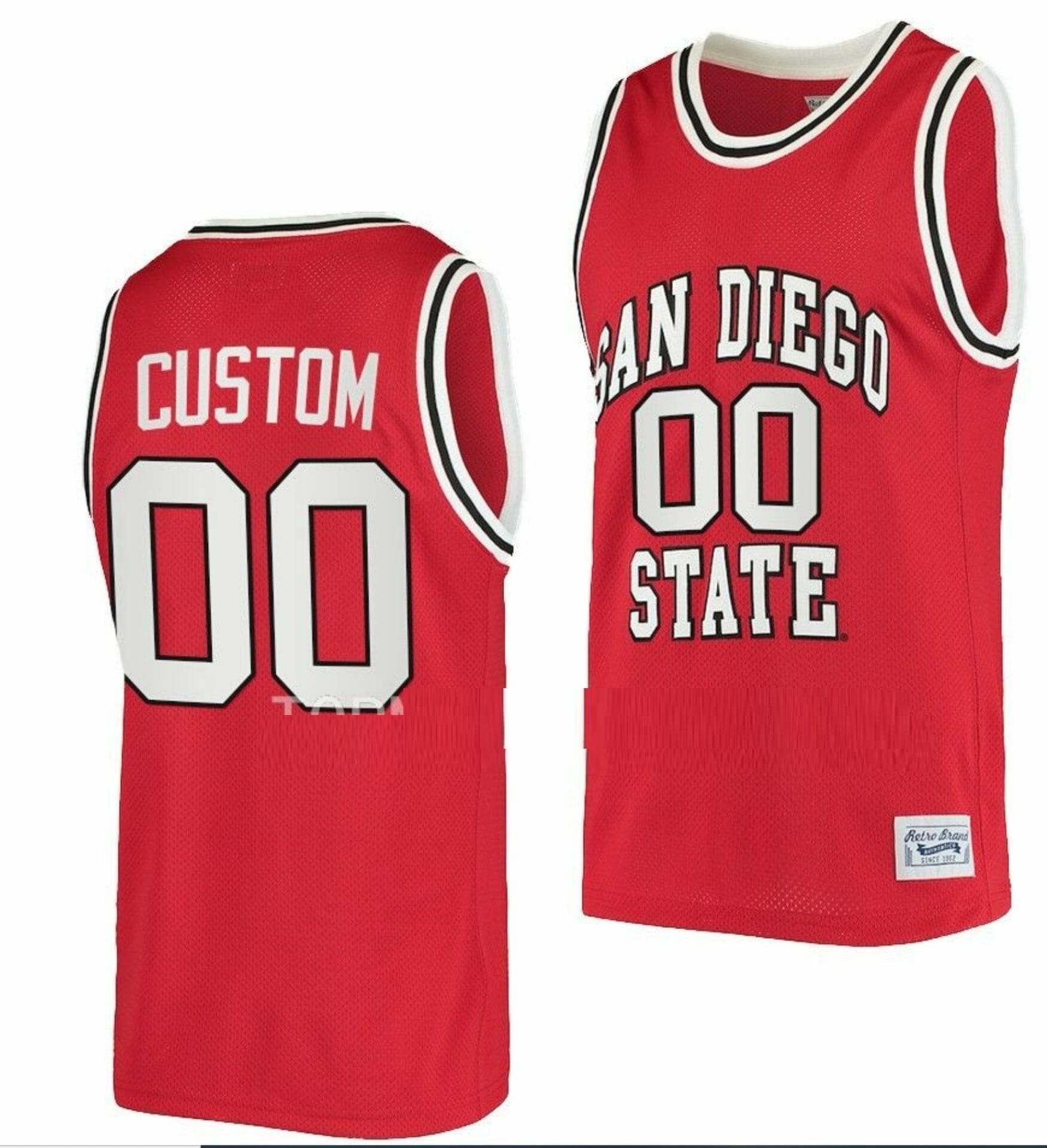 Custom San Diego State Aztecs Jersey Name and Number College Basketball Red Retro 1 Custom San Diego State Aztecs Jersey Name and Number College Basketball Red Retro