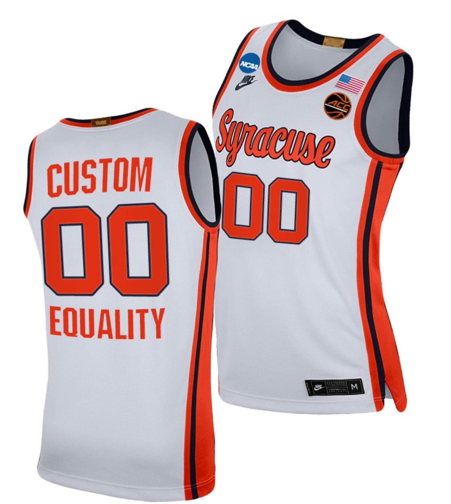 Custom Syracuse Orange Jersey Name and Number College Basketball March Madness Sweet 16 Equality White 1 Custom Syracuse Orange Jersey Name and Number College BasketballMarch Madness Sweet 16 Equality White