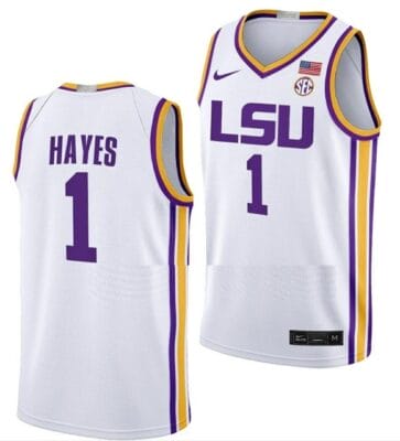 Cam Hayes Jersey LSU Tigers College Basketball Limited White #1