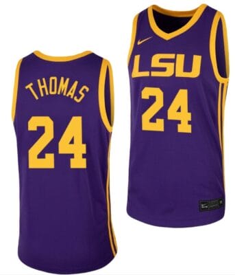 Cameron Thomas Jersey LSU Tigers College Basketball Purple Replica #24