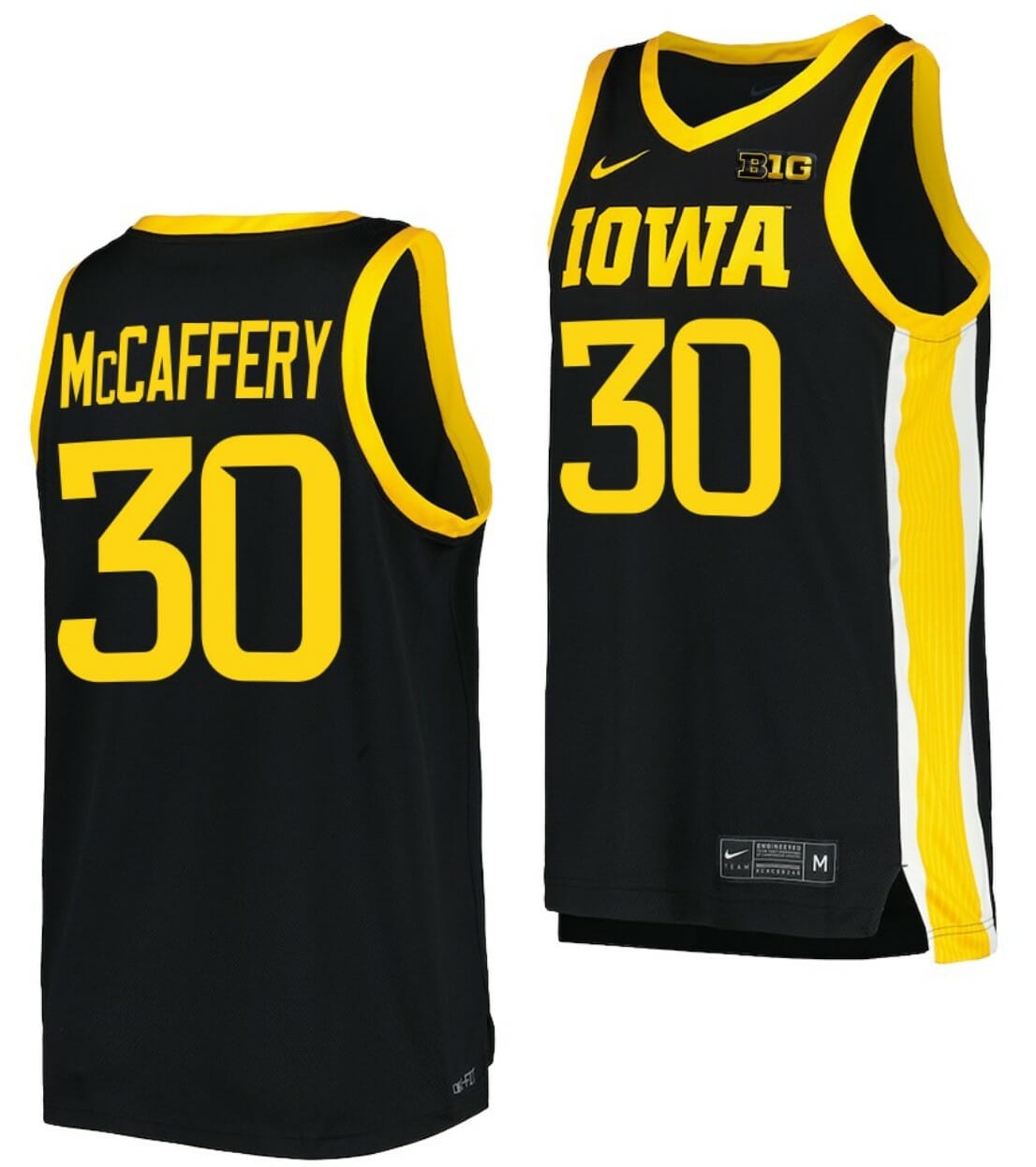 Connor McCaffery Jersey Iowa Hawkeyes College Basketball Black #30 1 Connor McCaffery Jersey Iowa Hawkeyes College Basketball Black #30