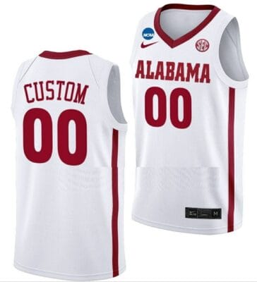 Custom Alabama Jersey Name And Number 2023 NCAA March Madness College Basketball White 6 Custom Alabama Jersey Name And Number 2023 NCAA March Madness College Basketball White