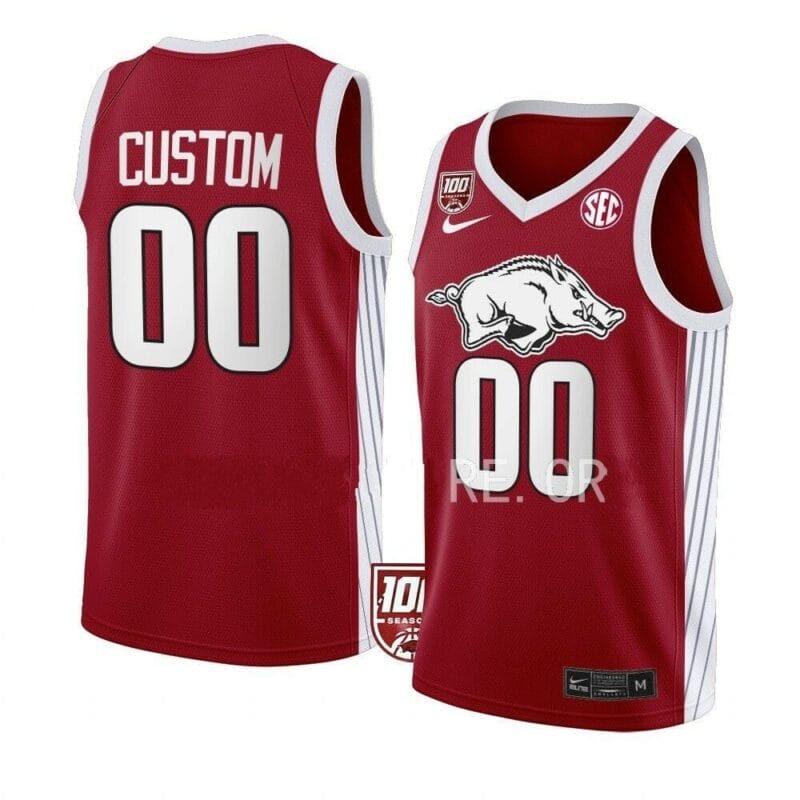 Custom Arkansas Razorbacks Jersey Basketball College Name and Number Red 100