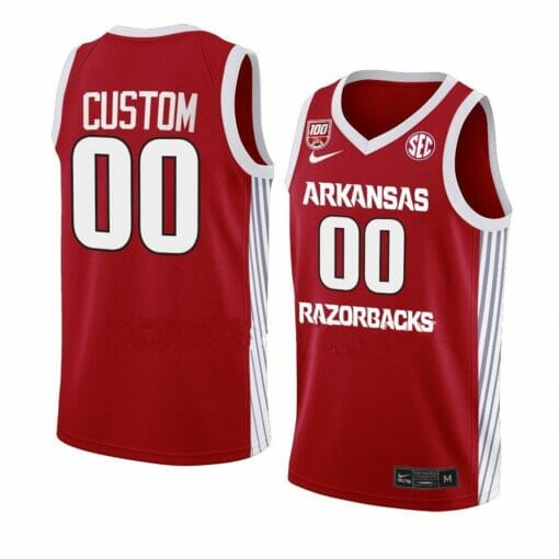 Custom Arkansas Razorbacks Jersey Basketball College Name and Number Red