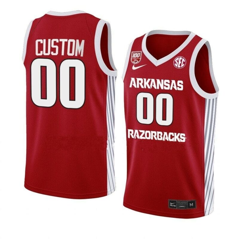 Custom Arkansas Razorbacks Jersey Basketball College Name and Number Red