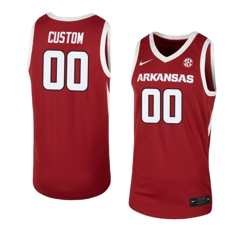 Custom Arkansas Razorbacks Jersey Basketball College Name and Number Team Cardinal