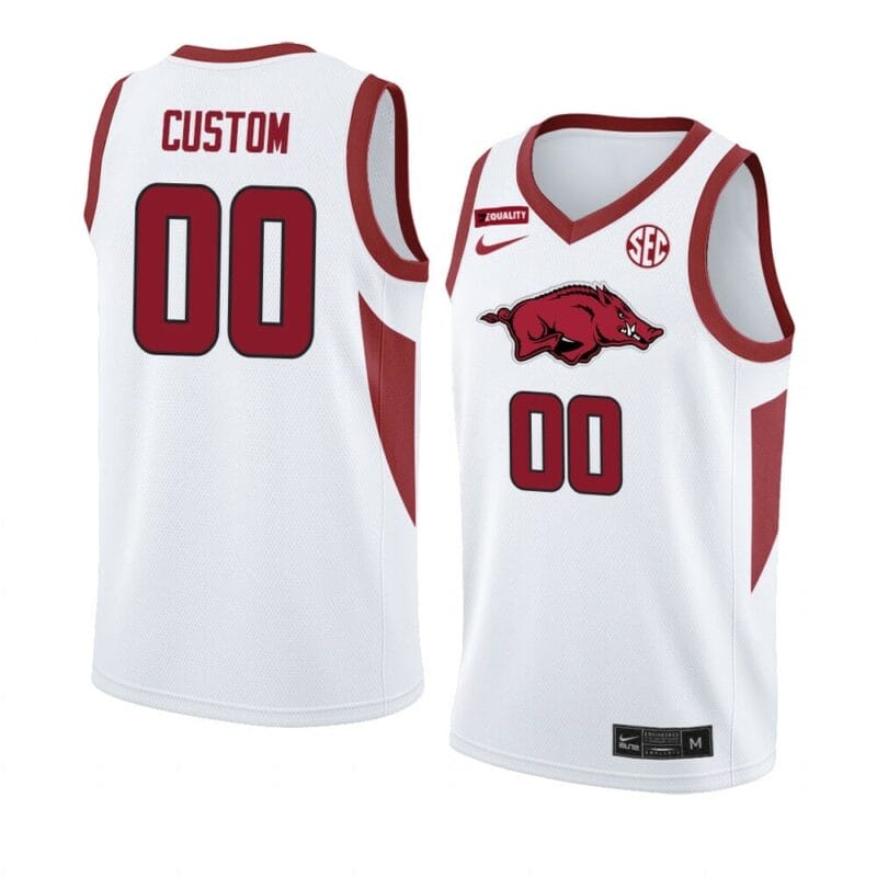 Custom Arkansas Razorbacks Jersey Basketball College Name and Number Team White