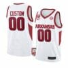 Custom Arkansas Razorbacks Jersey Basketball College Name and Number White 100
