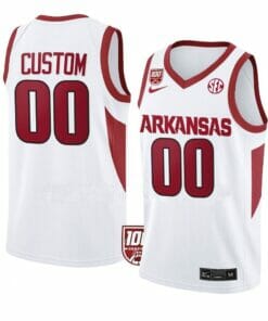 Custom Arkansas Razorbacks Jersey Basketball College Name and Number White 100