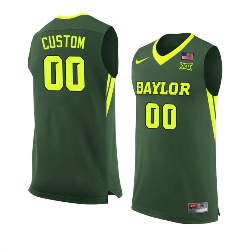 Custom Baylor Bear Jersey Basketball College Name and Number Green