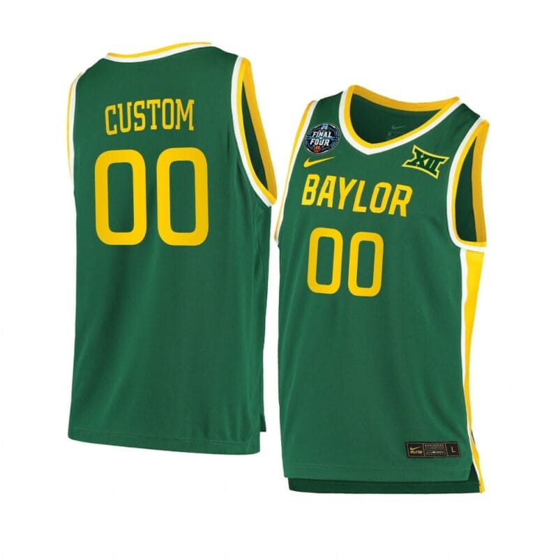 Custom Baylor Bear Jersey Basketball College Name and Number Green Final Four Patch